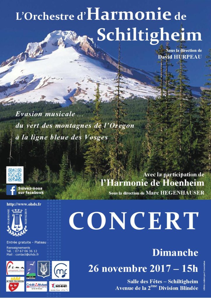 Affiche du concert du 26 novembre 2017 à la salle des Fêtes